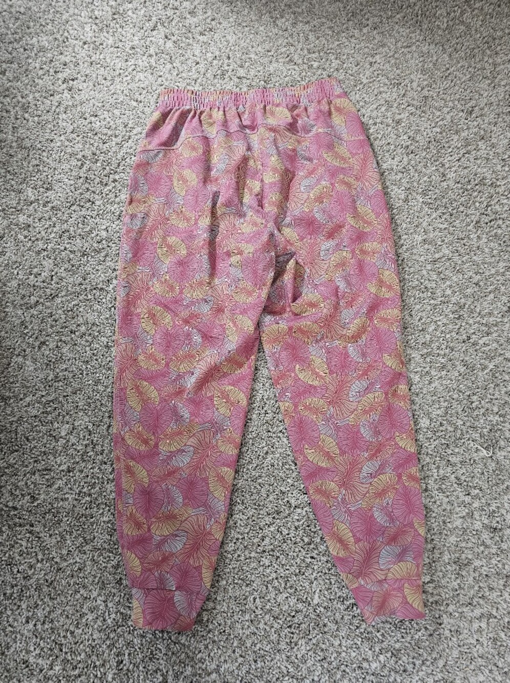 POP Fit Pink Leaf-Print Stretch Leggings
